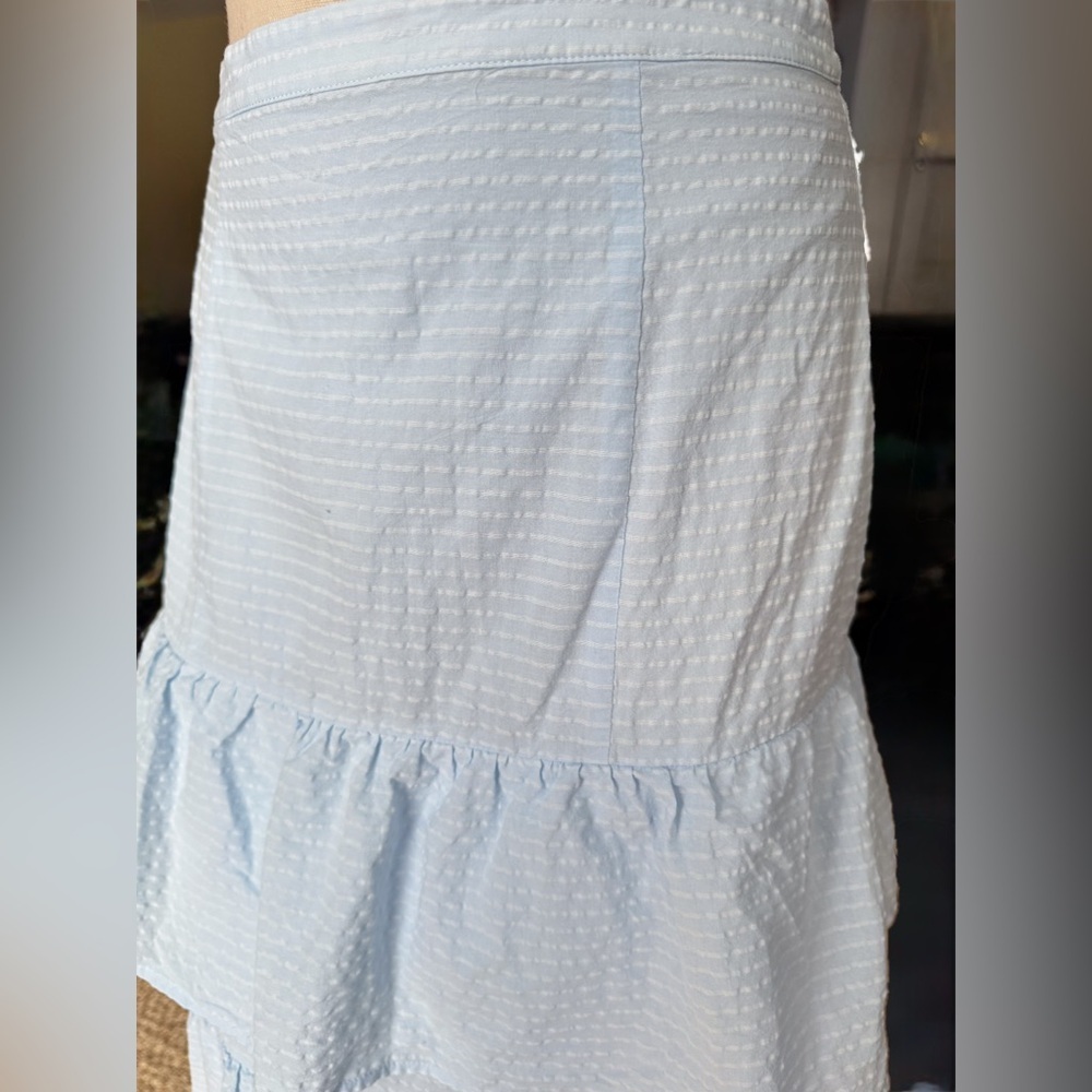 Capulet Lalaine Tiered Ruffle Baby Blue Textured High Waist Maxi Skirt Sz M - Picture 6 of 11